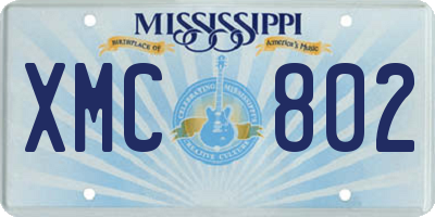 MS license plate XMC802