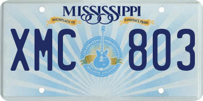 MS license plate XMC803