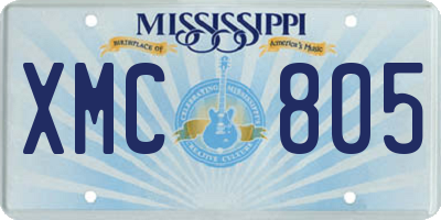 MS license plate XMC805