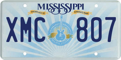 MS license plate XMC807