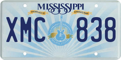 MS license plate XMC838