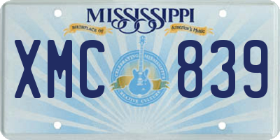 MS license plate XMC839