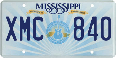 MS license plate XMC840