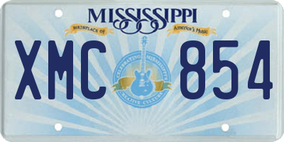 MS license plate XMC854