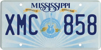 MS license plate XMC858