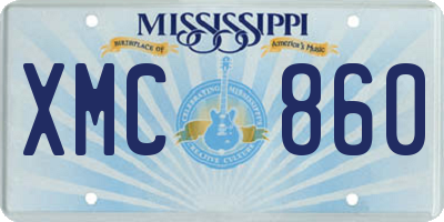 MS license plate XMC860