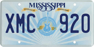 MS license plate XMC920