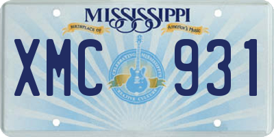 MS license plate XMC931