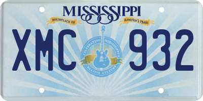 MS license plate XMC932
