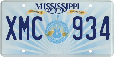 MS license plate XMC934