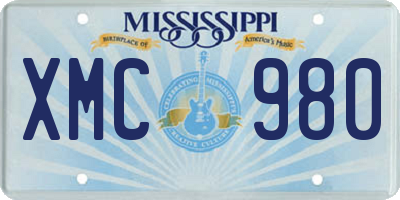 MS license plate XMC980