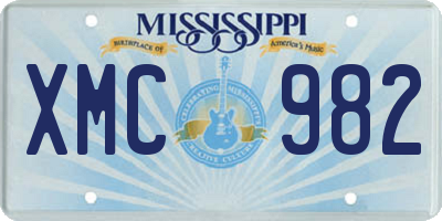 MS license plate XMC982
