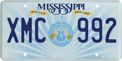 MS license plate XMC992
