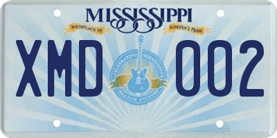 MS license plate XMD002
