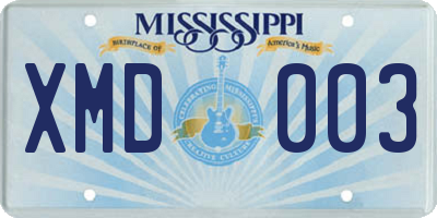 MS license plate XMD003