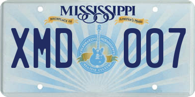 MS license plate XMD007