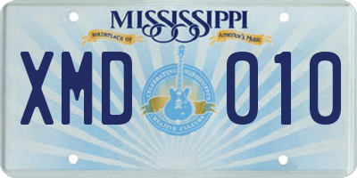 MS license plate XMD010