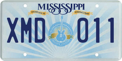 MS license plate XMD011
