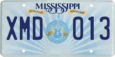 MS license plate XMD013