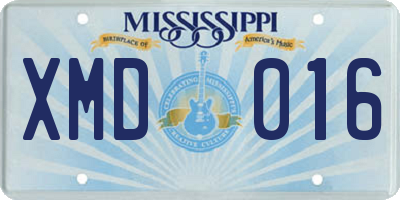 MS license plate XMD016