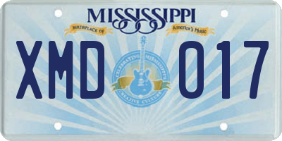MS license plate XMD017