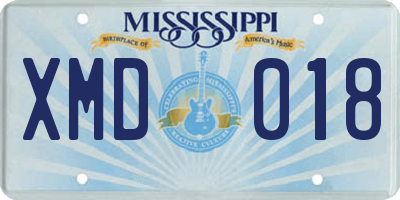 MS license plate XMD018