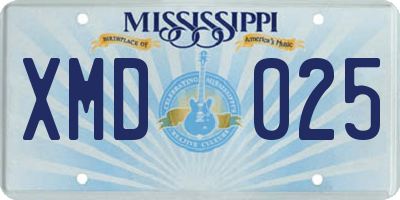 MS license plate XMD025