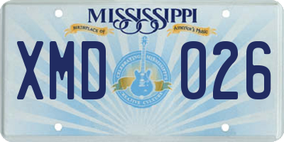 MS license plate XMD026