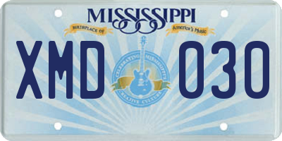 MS license plate XMD030