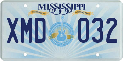 MS license plate XMD032