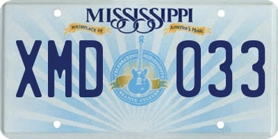 MS license plate XMD033
