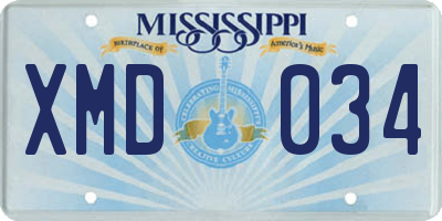 MS license plate XMD034