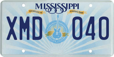 MS license plate XMD040