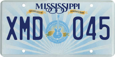 MS license plate XMD045