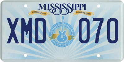 MS license plate XMD070