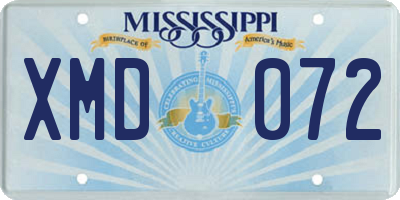 MS license plate XMD072