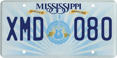 MS license plate XMD080