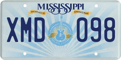 MS license plate XMD098