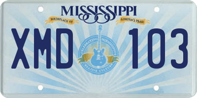 MS license plate XMD103