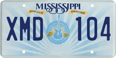 MS license plate XMD104