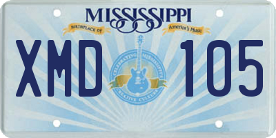 MS license plate XMD105