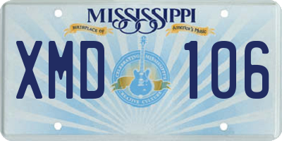 MS license plate XMD106