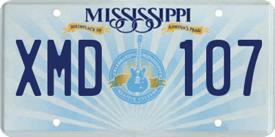 MS license plate XMD107