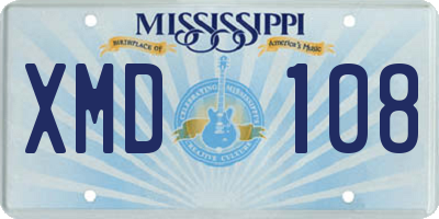 MS license plate XMD108
