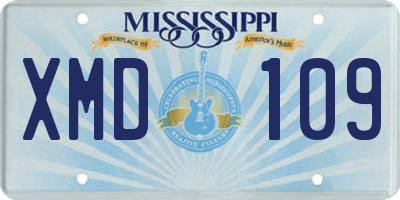 MS license plate XMD109