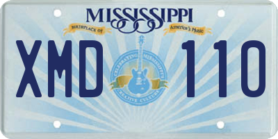 MS license plate XMD110