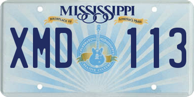 MS license plate XMD113
