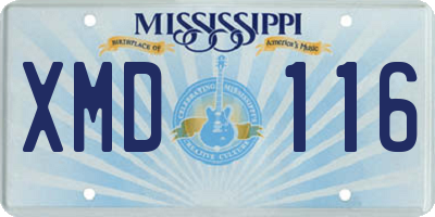MS license plate XMD116