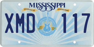 MS license plate XMD117