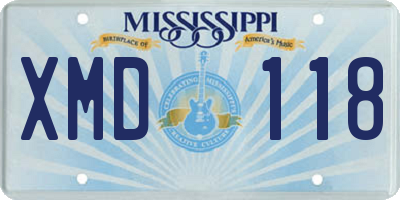 MS license plate XMD118